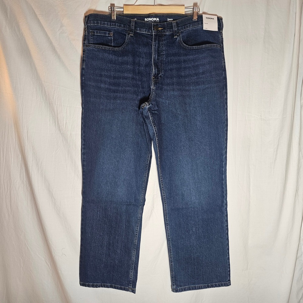 Sonoma Goods For Life Mens The Everyday Jean Dark Stone 42x30 New